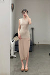 OUDE WAAG knitted asymmetric suspender vest OW-23SS-TP06 meters gray